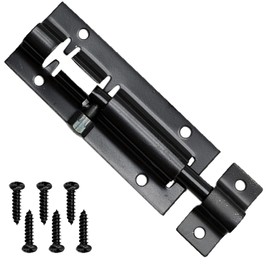 Door Lock Bolts Security Slide Latch Lock Strong Stainless Steel Matte for Bathroom, Toilet, Shed, Shower, Garden, Bedroom - Door Latch Slide Bolts Lock with Screws, 3 Inch (Black)