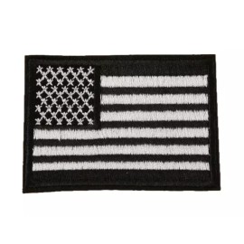 Unbranded UNITED STATES FLAG - USA - BLACK/WHITE - Embroidered Iron On/Sew-On Patch