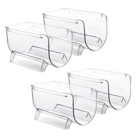 4 Pack Bottle Rack, Fridge Organizer Bottle Rack, Stackable Wine Rack Plastic Bottle Holder (4)