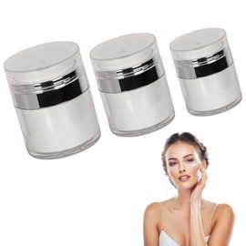 Airless Pump Jars Set - 3 Refillable Travel Size Cosmetic Containers for Creams, Lotions & Makeup - Vacuum Design Bottles 15ml/30ml/50ml (0.5oz/1oz/1.7oz)