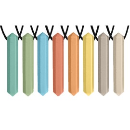 Tilcare Chew Chew Pencil Sensory Necklace 8 Pieces - Best for Kids or Adults That Like Biting or Have Autism - Perfectly Textured Silicone Chew Toys - Chewing Pendant for Boys & Girls - Chew Necklaces