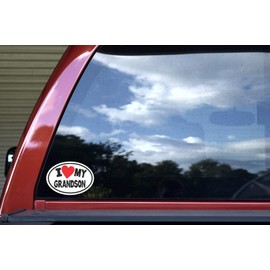 StickerTalk Oval I Love My Grandson Vinyl Sticker, 5 inches by 3.5 inches