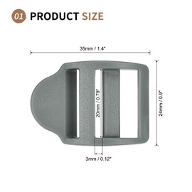 SUIKIHUM 10 Pack Plastic Ladder Slider, 1-1/4 Inch(32mm) Backpack Buckle Tri-Glides Clip, Adjustable Curved Buckle for Strap, Grey