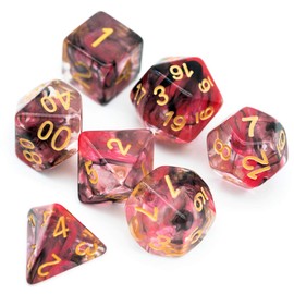 World of Dice Dice Set - Smoke Series - 7-Piece Pen and Paper Dice Starter Set for Dungeons and Dragons, DSA, Aborea, Cthulhu, and More, Bloody Red