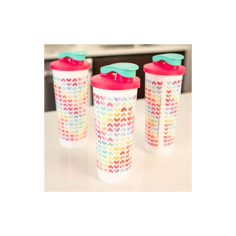 Guateplast Set de 3 Vasos con Tapa de Plástico