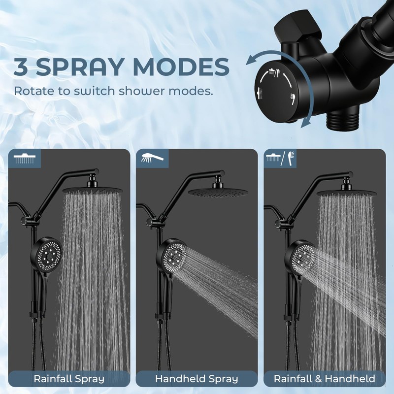 IUERASD Rain Shower Head with Handheld, High Pressure Dual Shower