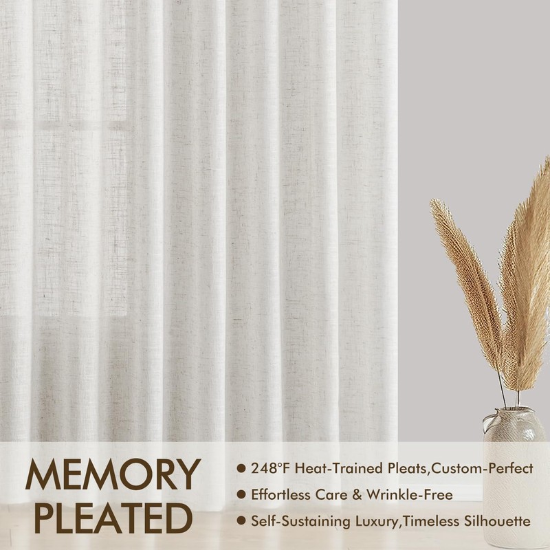 MIULEE Pinch Pleated Natural Linen Curtains 84 Inches Long 2