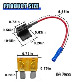 5PCS 12V Car Add-a-Circuit Fuse TAP Adapter, Automotive Fuse Holder with 5 Amp Blade Fuses, Standard ATM APM Blade Fuses Holder for Cars, Trucks, Boats