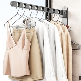 Wilsonzin Foldable Clothes Hooks, 90° Rotating Clothes Hooks, Clothes Rail, Wall Hook, Coat Hook, Clothes Fan for Balcony, Laundry Room, Bathroom (Black, Pack of 2)