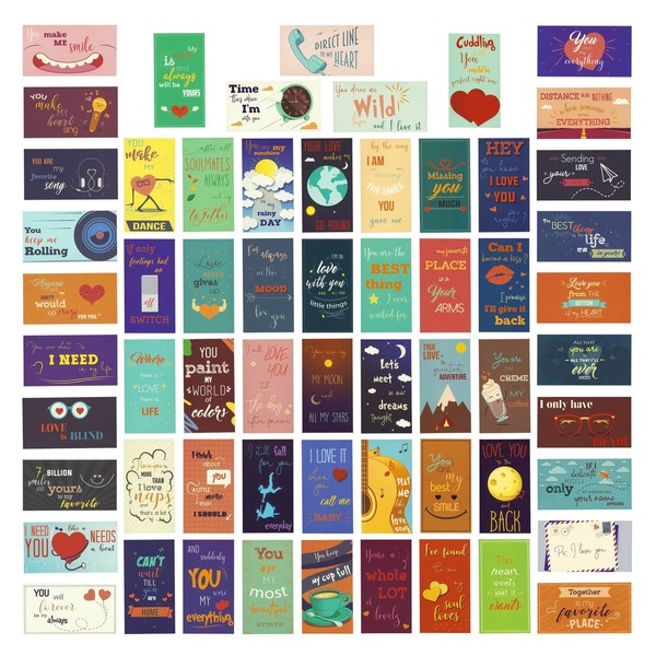 60 Pack Romantic Lunch Box Love Notes for Him, Her,