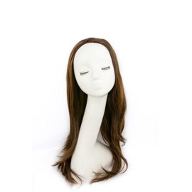 Bombshell Hair Extensions 3/4 Half Head Hair Piece 24 inches Heat Resistant Synthetic Long Flicky Wave Thick Wig (M22 HIGHLIGHTS TOFFEE BROWN)