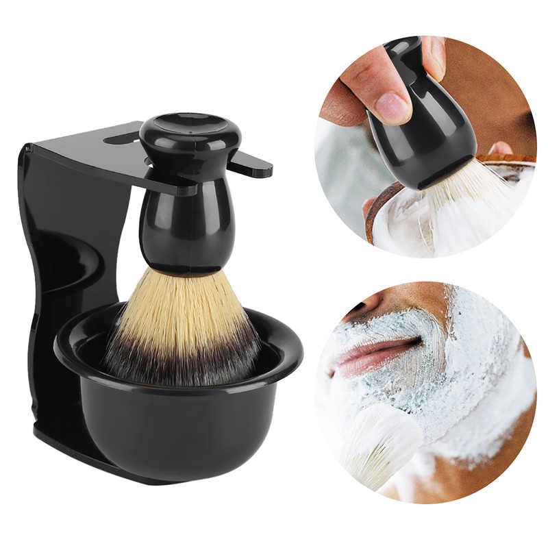 3 PCS Professional Men Shaving Brush Stand Holder Bowl Set