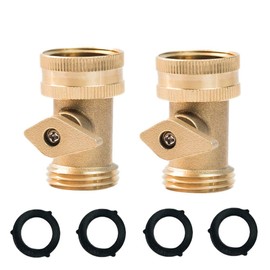 HQMPC Heavy Duty Brass Shut Off Valve Garden Hose On Off Valve Brass Water Hose Valve Hose On/Off Valve Garden Hose Connector (2PCS) +4 Extra Pressure Washers