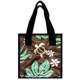 LiAloha Hawaii Eco Islands Insulated Cooler Lunch Tote Bag (Monstera Honu Green Large)