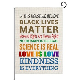 pingpi in This House We Believe Black Lives Matter Garden Double Sided Flag Home Yard Lawn Patio Outdoor Burlap Banner Decoration 12.5 x 18 Inch