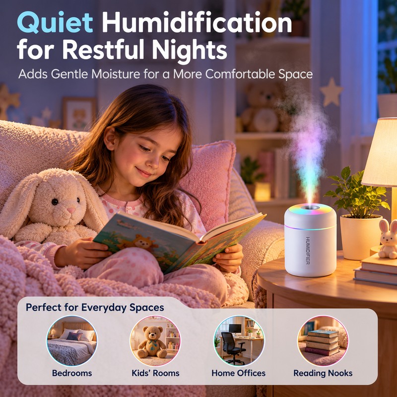 Mini USB Humidifier for Home & Car – 180ml Ultrasonic