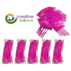 Large Organza Pull Bows 5 Packs Pull Bows Gift Wrapping Decoration Bow 50mm Hot Pink Pulled Bow Ribbons Gift Bows for Present Wedding Car Gift Baskets Present Wrapping Flower Birthday Present Ties.