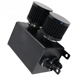 VEHITO 10AN 2 Port Dual Breather Filter Baffled Oil Catch Can Reservoir Tank Kit Black