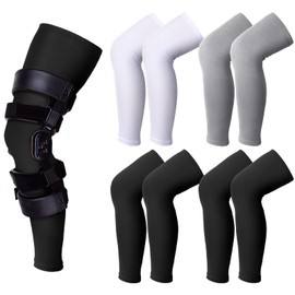 Sosation 8 Pcs Knee Brace Undersleeve Knee Sleeve for Under Brace Closed Patella Compression Breathable Leg Sleeves for Men Women Thigh Shin Support for Sports Protector(Medium)