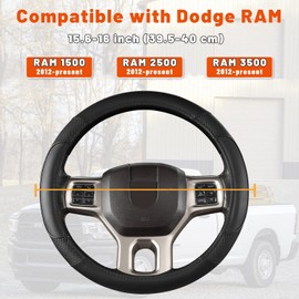 GIANT PANDA Car Steering Wheel Cover for Dodge Ram 1500 2500 3500 - Solid Black