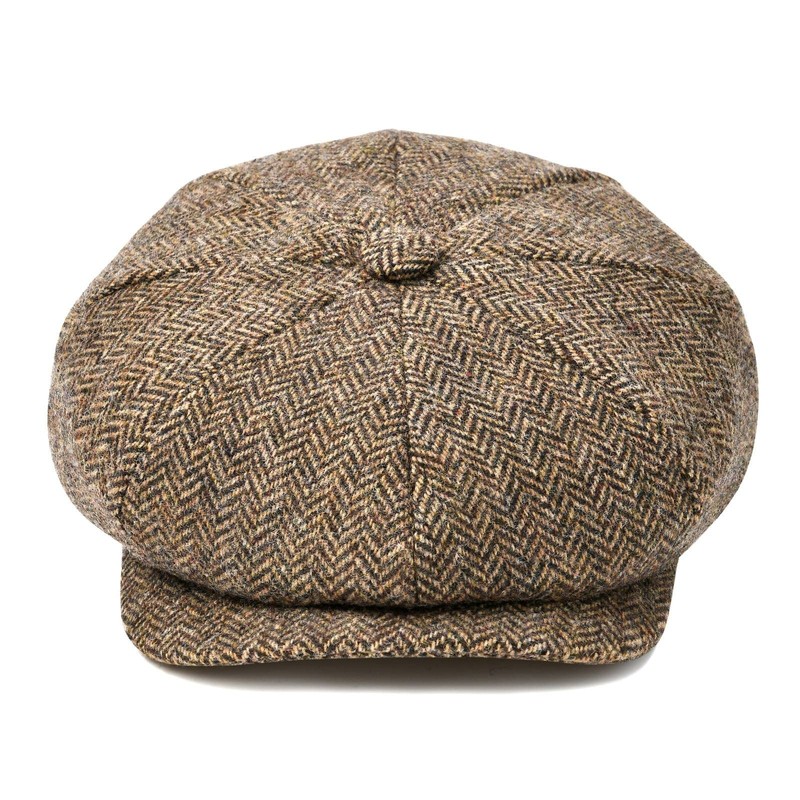 BOTVELA Men's 8 Panel Wool Blend Newsboy Flat Cap Herringbone