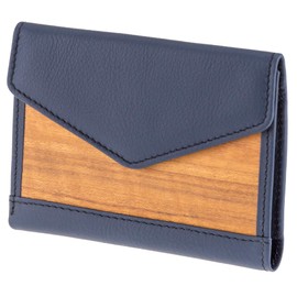 Sebastian Sturm Linda Women's Purse Genuine Wood and Leather in Blue Small, amazaque navy blue