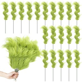 Thiccywoov 20 Pcs Lime Green Furry Christmas Tree Picks Glitter Curly Berry Ornaments Lime Fake Christmas Candy Picks for Tree Wreath Crafts Vase Filler Home (Classic)