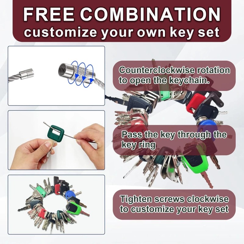 MOUNTPARTS 50 Heavy Equipment Keys Set Kubota JCB Cat Yanmar