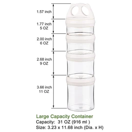 BeneLabel Stackable Food Storage Containers with Twist Lock System - BPA-Free Tritan Containers for Travel, Formula, Protein Powder, Snacks - Leakproof & Dishwasher Safe - 31 oz (White)