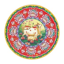 Mandala Rangoli Floor Table Sticker Vinyl PVC Home Interior Decoration Gift for Home Mandir/Floor Decor/Indian Wedding Diwali Festival Decoration/Gift Return Gift (Design 15)