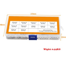 304 Stainless Steel Hexagon Socket Round Head Self Tapping Screws Kit, Repair Part Hardware Hex Socket Round Head Self Tapping Screws Assortment Kit, 372 Pcs