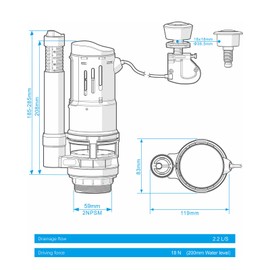Ibergrif Universal Cable Mechanism for Toilet Flush, Double Flush Valve 3/6 Litre, Drain Valve Toilet Flush