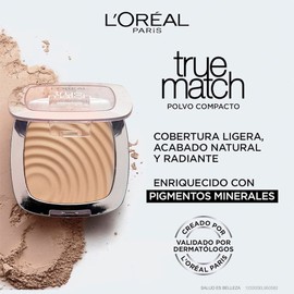 L'Oréal Paris, True Match Polvo, Polvo Compacto Acabado Natural, Hidratante con Ácido Hialurónico para cuidar la piel, Tono Rose Beige 3.R/3.C, 9gr