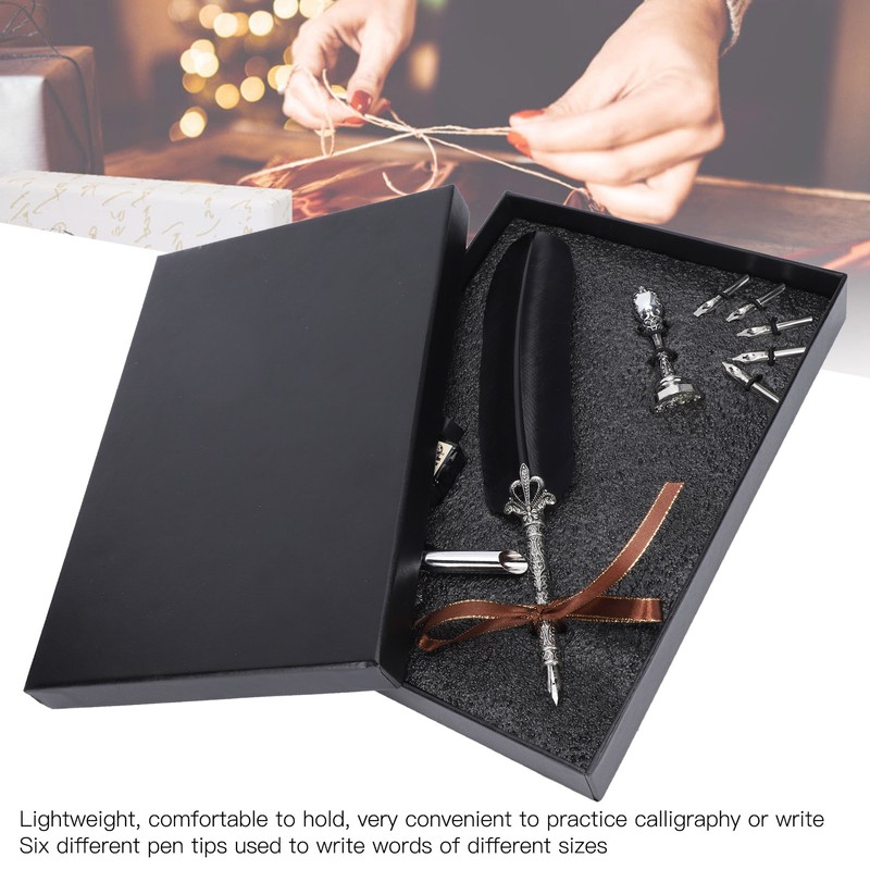 Quill Pen Set Feather Writing Dip Pen Stamp Students Teacher