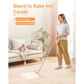 COVITKAN 3 in 1 Carpet Rake for Pet Hair Removal Tool, 51” Adjustable Long Handle Pet Hair Removal Broom, Pet Grooming Brush, Cat Dog Hair Remover Carpet Scraper for Rugs, Mats