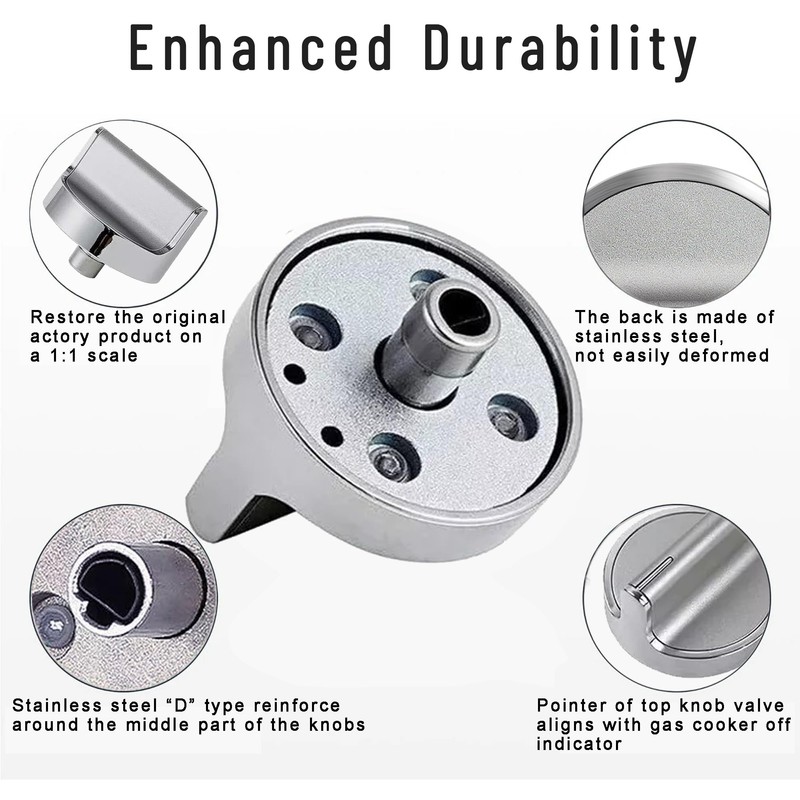 (2025 Upgraded) W10594481 Gas Stove Knobs Replacement for Whirlpool Range/Oven–Stainless