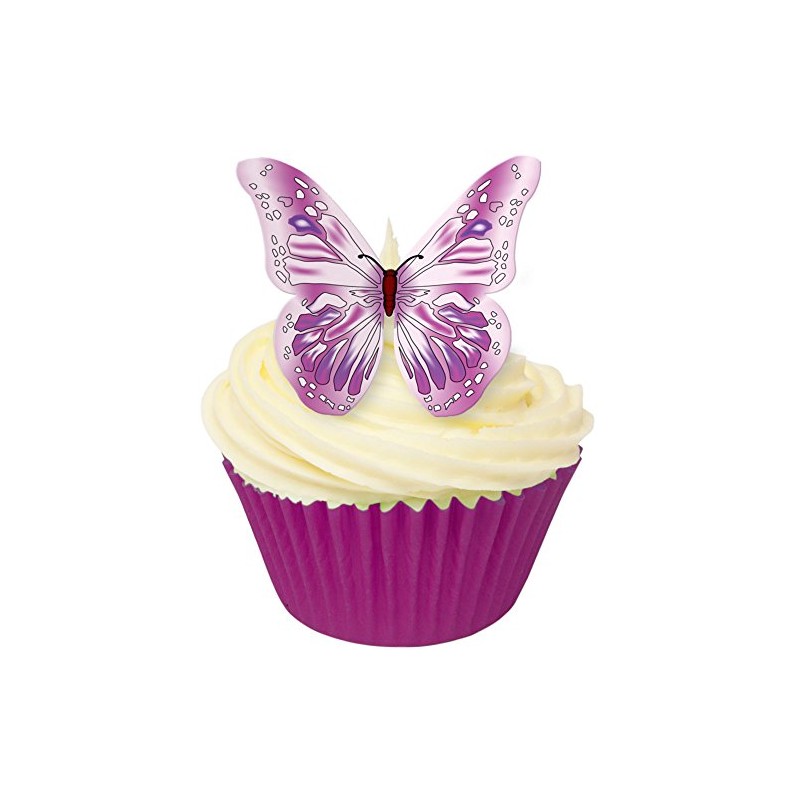 24 pre-cut edible wafer decorations - Edible PURPLE & PINK