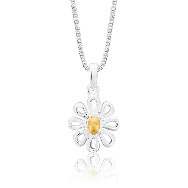 DTPsilver - 925 Sterling Silver and Yellow Gold Plated Daisy