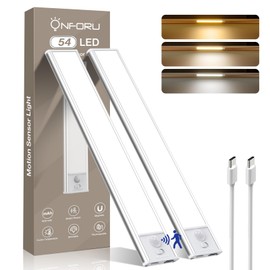Onforu Onforu Under Cabinet Lighting, 54 LED Motion Sensor Light, Dimmable & 3 Color Temperature Closet Lights, 1500mAh USB Rechargeable Battery Operated, Magnetic Wireless Under Cabinet Lights for Kitchen