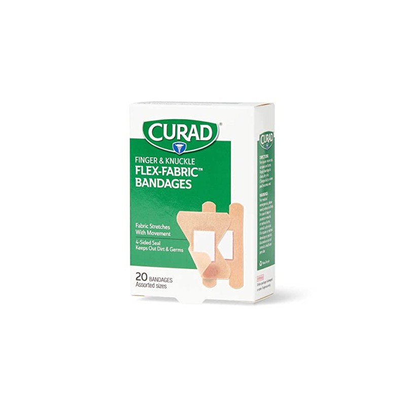 CURAD Flex-Fabric Finger and Knuckle Bandages, Assorted Sizes, 20 Count