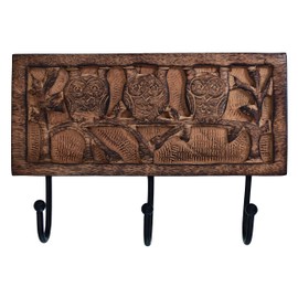 Purpledip Wooden Wall Hanger Hooks for Hanging Clothes Keys 'Night Forest' (10795)