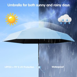 Sykrawki Mini Umbrella, Travel Umbrella, Small UV Umbrella, Windproof Umbrella with Capsule Cover, Portable Pocket Umbrella for Men and Women, beige