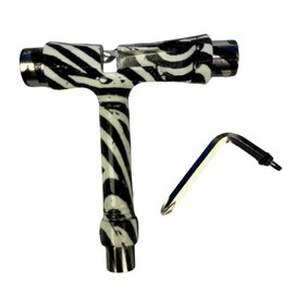 T Tool, Roller Skate Tool Kit, Skateboard Tool Kit,T Tool for Skateboard, Skateboard Tools | All-in-One Multi-Function Portable Accessory with T-Type Allen Key & L-Type Phillips Head Wrench (ZEBRA)
