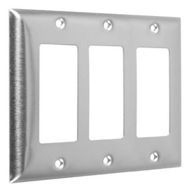 TayMac WSS-RRR Standard Stainless Steel Wallplate with Three Decorator/Rocker, Three Gang, Smooth Brushed Finish