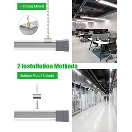 120W LED Shop Light Linkable, 15600 LM 5000K Linear High Bay/Low Bay Lighting Fixture 120V with US Plug Cable, Pull Chain for Garage Workshops Basements Hanging or FlushMount - 2 Pack ETL Listed