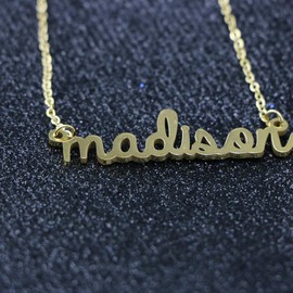 Awegift Name Necklace Big Initial Gold Plated Best Friend Jewelry Women Gift for Her Madison