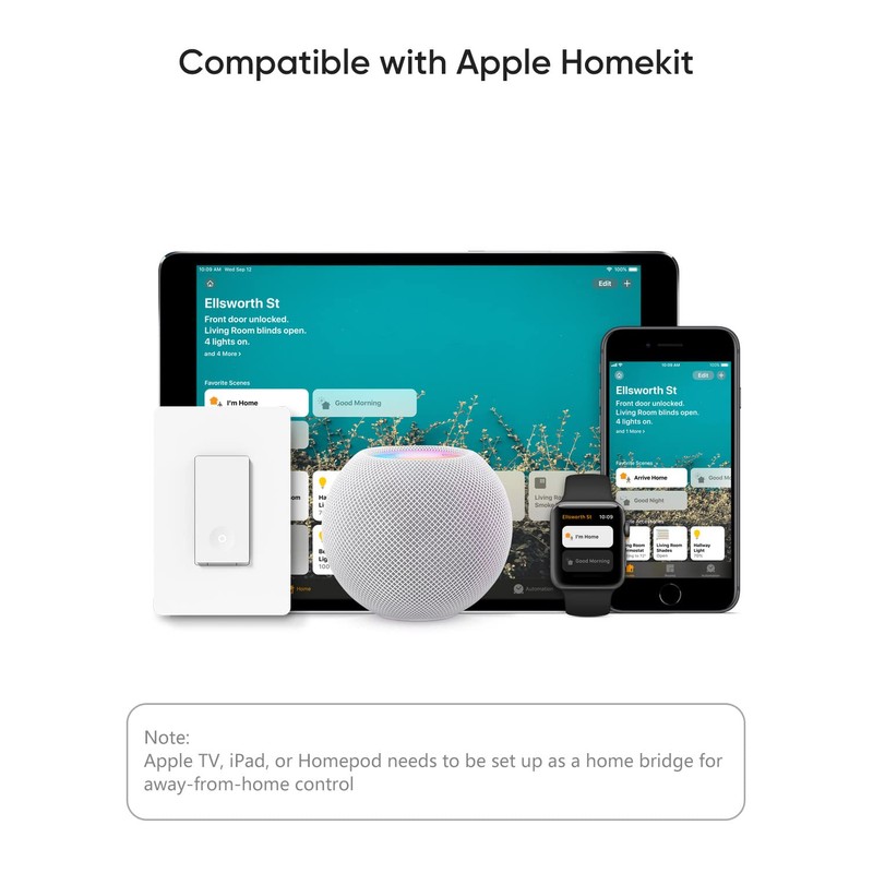 TREATLIFE Apple HomeKit Smart Light Switch 2 Pack, Single Pole,