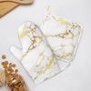 Marble Oven Mitts Pot Holders Set Silicone White Gold Kitchen