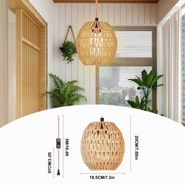 Hanging Lamps Rattan Pendant Light: Hanging Lights 16.4ft Plug In Cord Pendant Light Fixture Plug Into Wall Outlet Pendant Lighting With On Off Switch for Bedroom Living Room Kitchen-Egg Shade
