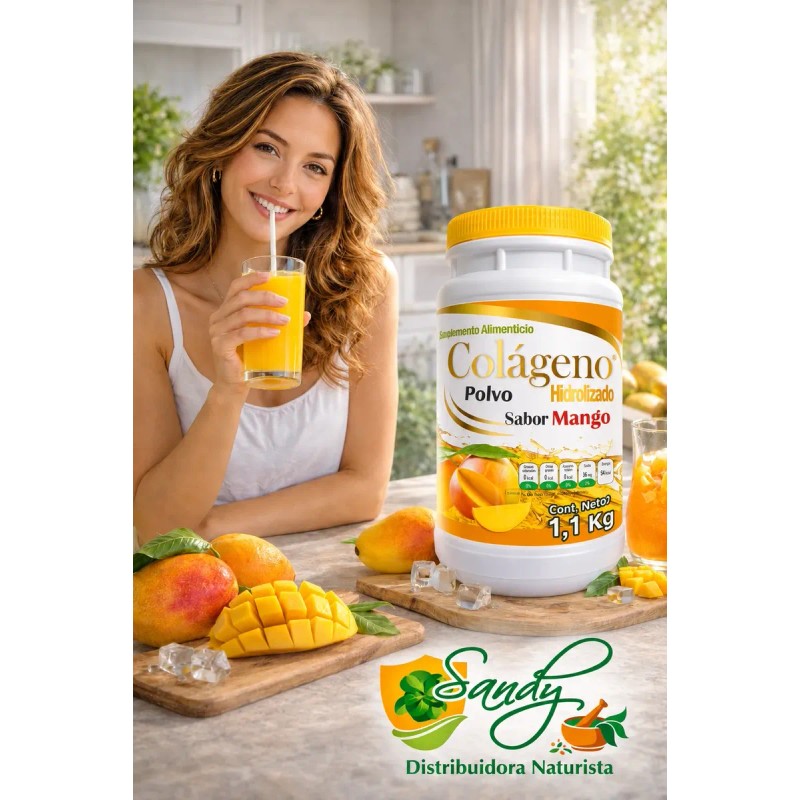 Colágeno Hidrolizado Sandy 1.1 Kg Polvo Sabor Mango